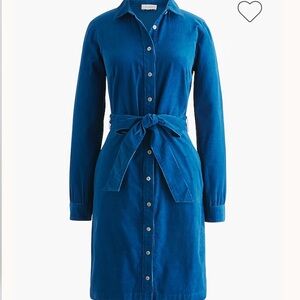 💙 J.Crew Factory Long-Sleeve Corduroy Shirt Dress in Seaport Blue NWT Size 12 💙